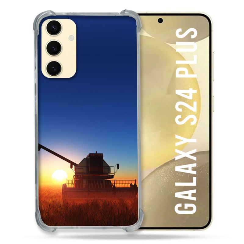 Coque Renforcée En Verre Trempé Pour Samsung Galaxy S24 Plus Agriculture Moissonneuse Soleil