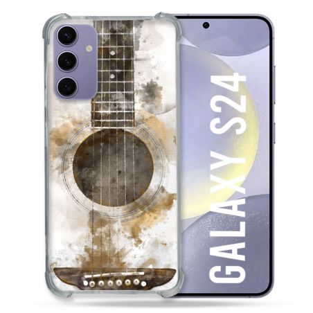 Coque Renforcée En Verre Trempé Pour Samsung Galaxy S24 Musique Guitare Tag