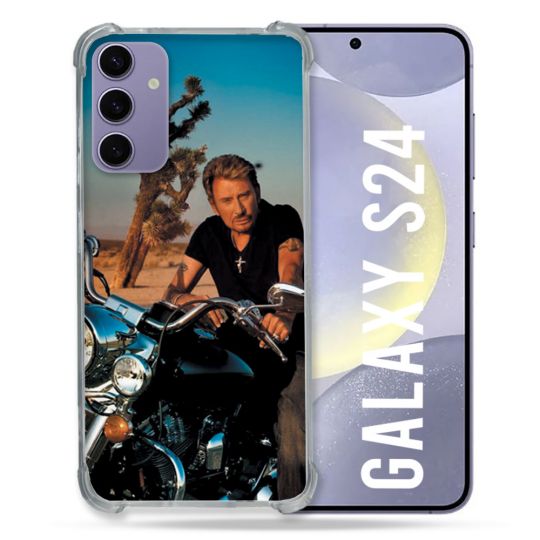 Coque Renforcée En Verre Trempé Pour Samsung Galaxy S24 Musique Johnny Hallyday Moto