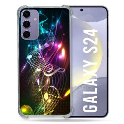 Coque Renforcée En Verre Trempé Pour Samsung Galaxy S24 Musique Partition Multicolore
