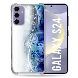 Coque Renforcée En Verre Trempé Pour Samsung Galaxy S24 Musique Partition Vague