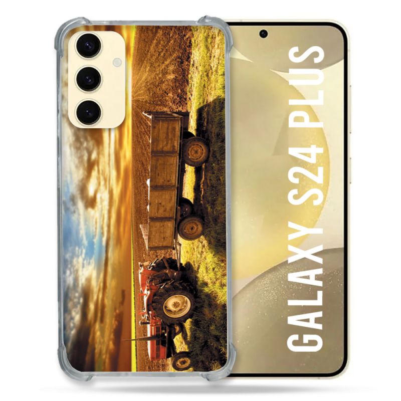 Coque Renforcée En Verre Trempé Pour Samsung Galaxy S24 Plus Agriculture Tracteur Color