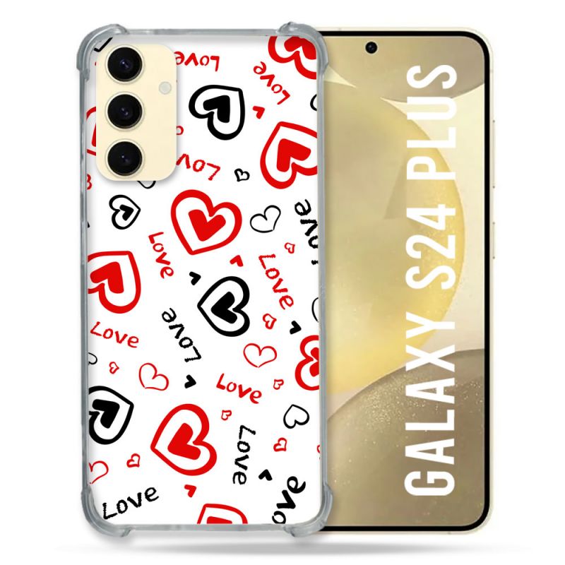 Coque Renforcée En Verre Trempé Pour Samsung Galaxy S24 Plus Amour Love