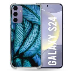 Coque Renforcée En Verre Trempé Pour Samsung Galaxy S24 Nature Feuille Palmier