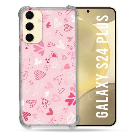 Coque Renforcée En Verre Trempé Pour Samsung Galaxy S24 Plus Amour Ptis Coeurs