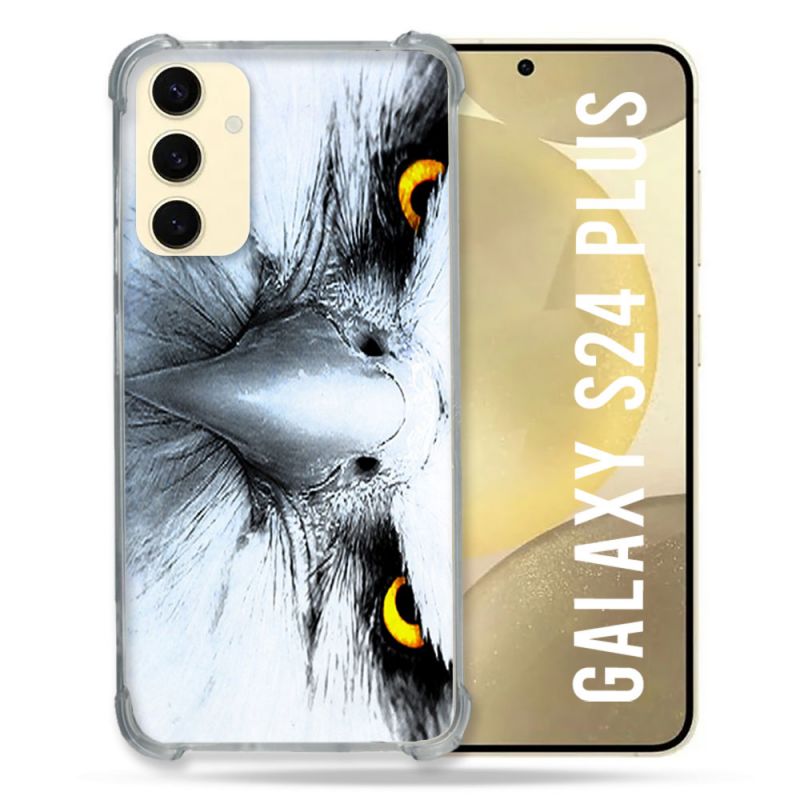 Coque Renforcée En Verre Trempé Pour Samsung Galaxy S24 Plus Animal Aigle Royal Blanc