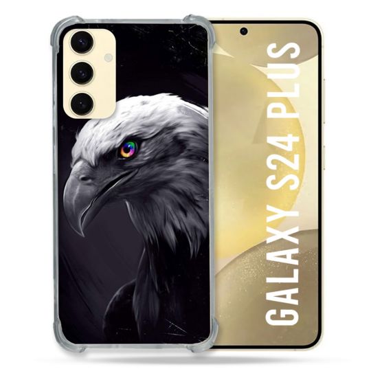 Coque Renforcée En Verre Trempé Pour Samsung Galaxy S24 Plus Animal Aigle Royal Noir