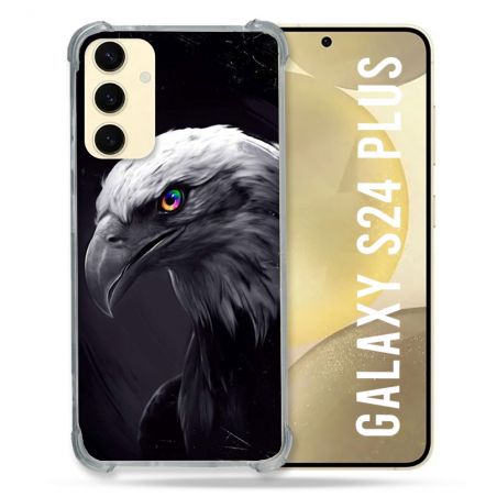 Coque Renforcée En Verre Trempé Pour Samsung Galaxy S24 Plus Animal Aigle Royal Noir