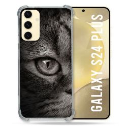 Coque Renforcée En Verre Trempé Pour Samsung Galaxy S24 Plus Animal Chat Gris
