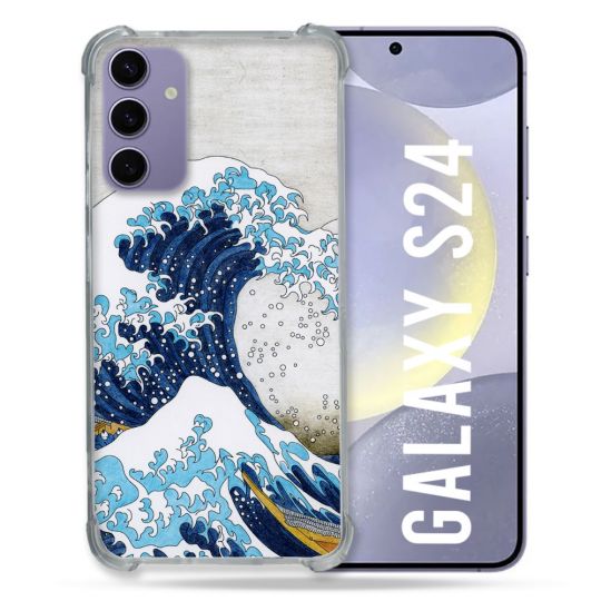 Coque Renforcée En Verre Trempé Pour Samsung Galaxy S24 Peinture La Grande Vague