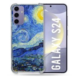 Coque Renforcée En Verre Trempé Pour Samsung Galaxy S24 Peinture La nuit étoilée