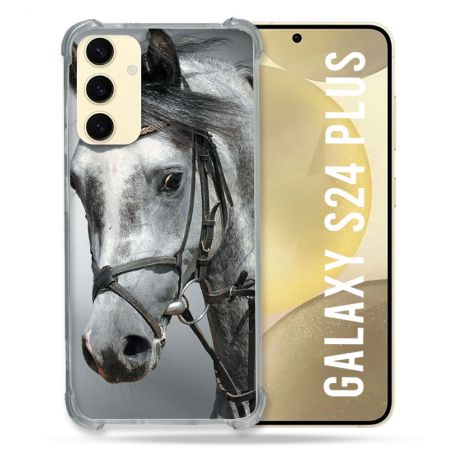 Coque Renforcée En Verre Trempé Pour Samsung Galaxy S24 Plus Animal Cheval Blanc