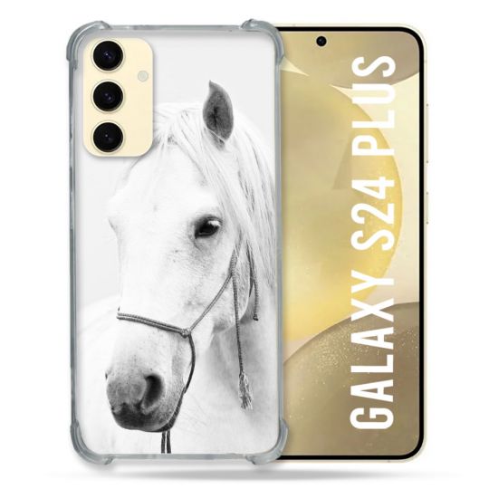 Coque Renforcée En Verre Trempé Pour Samsung Galaxy S24 Plus Animal Cheval Cristal