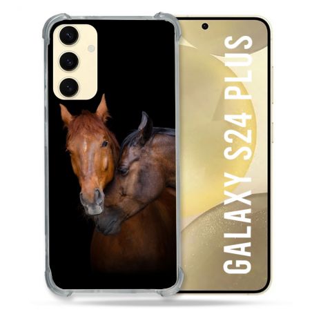 Coque Renforcée En Verre Trempé Pour Samsung Galaxy S24 Plus Animal Cheval Marron