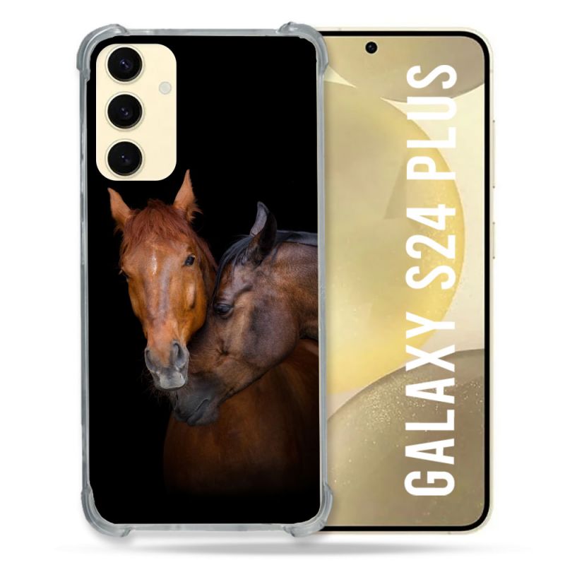 Coque Renforcée En Verre Trempé Pour Samsung Galaxy S24 Plus Animal Cheval Marron