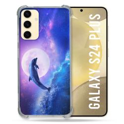 Coque Renforcée En Verre Trempé Pour Samsung Galaxy S24 Plus Animal Dauphin Vague