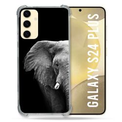 Coque Renforcée En Verre Trempé Pour Samsung Galaxy S24 Plus Animal Elephant Noir