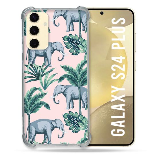 Coque Renforcée En Verre Trempé Pour Samsung Galaxy S24 Plus Animal Elephant Pattern