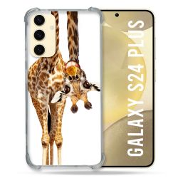 Coque Renforcée En Verre Trempé Pour Samsung Galaxy S24 Plus Animal Girafe Blanche