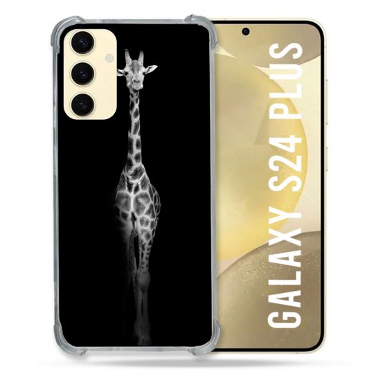 Coque Renforcée En Verre Trempé Pour Samsung Galaxy S24 Plus Animal Girafe Noire