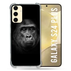 Coque Renforcée En Verre Trempé Pour Samsung Galaxy S24 Plus Animal Gorille Noir