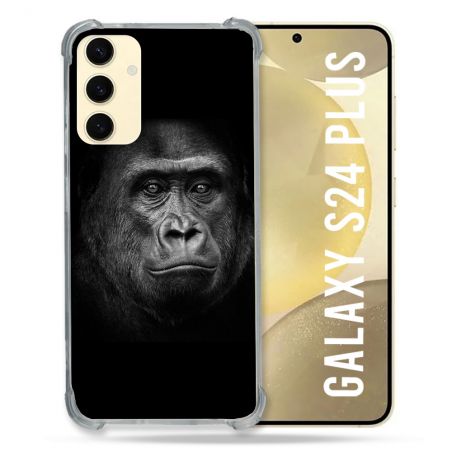 Coque Renforcée En Verre Trempé Pour Samsung Galaxy S24 Plus Animal Gorille Noir