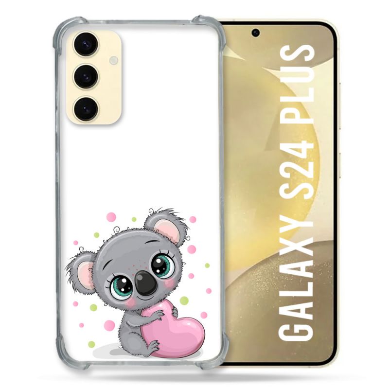 Coque Renforcée En Verre Trempé Pour Samsung Galaxy S24 Plus Animal Koala Cœur