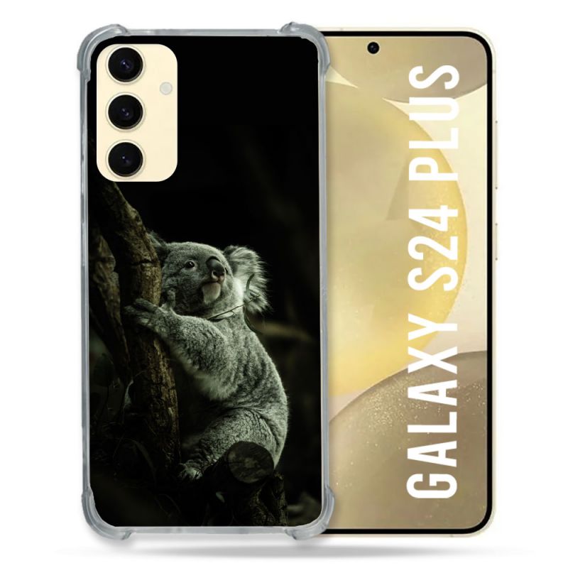Coque Renforcée En Verre Trempé Pour Samsung Galaxy S24 Plus Animal Koala Noir