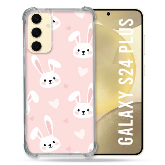Coque Renforcée En Verre Trempé Pour Samsung Galaxy S24 Plus Animal Lapin Rose