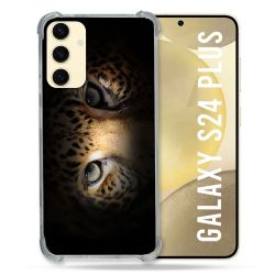 Coque Renforcée En Verre Trempé Pour Samsung Galaxy S24 Plus Animal Leopard Yeux