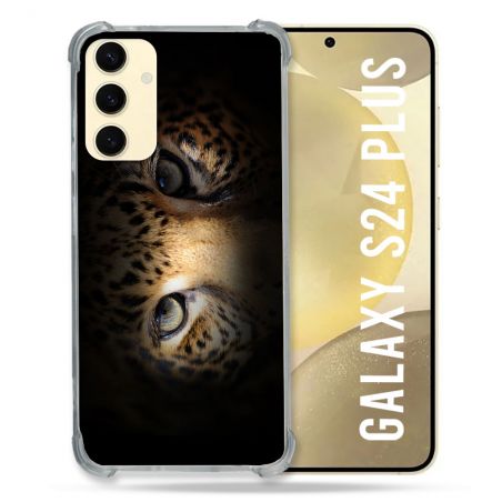 Coque Renforcée En Verre Trempé Pour Samsung Galaxy S24 Plus Animal Leopard Yeux