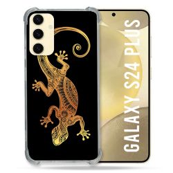 Coque Renforcée En Verre Trempé Pour Samsung Galaxy S24 Plus Animal Lezard Noir