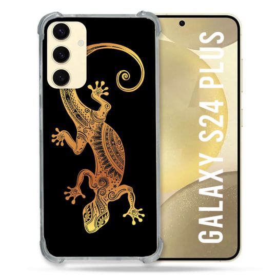 Coque Renforcée En Verre Trempé Pour Samsung Galaxy S24 Plus Animal Lezard Noir