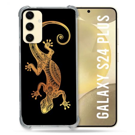 Coque Renforcée En Verre Trempé Pour Samsung Galaxy S24 Plus Animal Lezard Noir