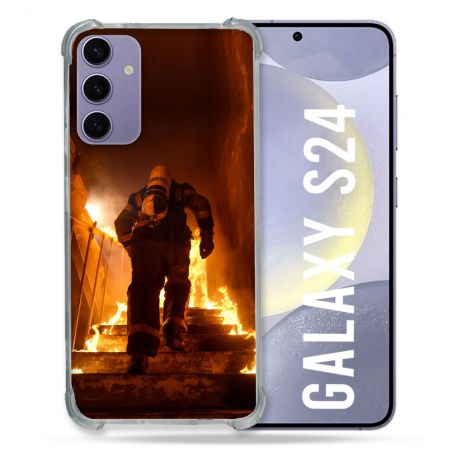 Coque Renforcée En Verre Trempé Pour Samsung Galaxy S24 Pompier Escalier