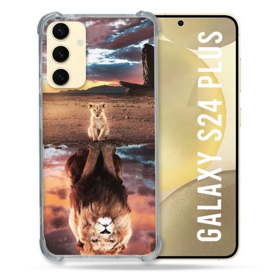 Coque Renforcée En Verre Trempé Pour Samsung Galaxy S24 Plus Animal Lion Reflet