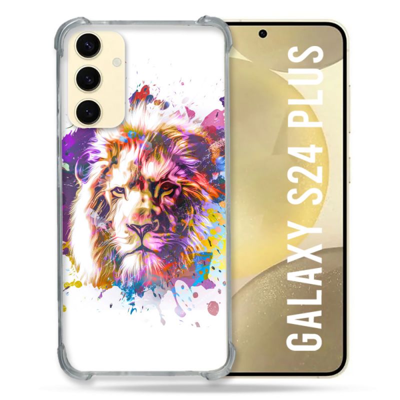 Coque Renforcée En Verre Trempé Pour Samsung Galaxy S24 Plus Animal Lion Tag