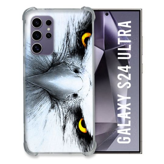 Coque Renforcée En Verre Trempé Pour Samsung Galaxy S24 Ultra Animal Aigle Royal Blanc