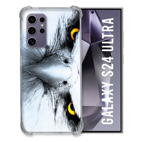 Coque Renforcée En Verre Trempé Pour Samsung Galaxy S24 Ultra Animal Aigle Royal Blanc