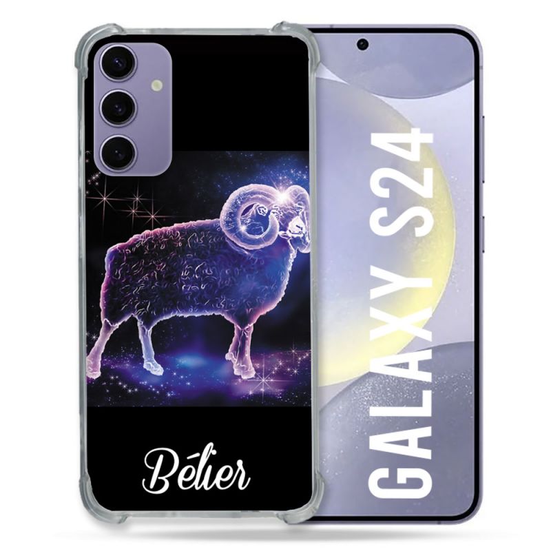 Coque Renforcée En Verre Trempé Pour Samsung Galaxy S24 Signe Zodiaque 2 Bélier