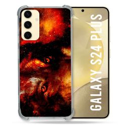 Coque Renforcée En Verre Trempé Pour Samsung Galaxy S24 Plus Animal Loup Espace