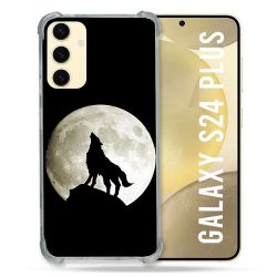 Coque Renforcée En Verre Trempé Pour Samsung Galaxy S24 Plus Animal Loup Noir