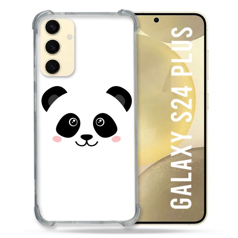 Coque Renforcée En Verre Trempé Pour Samsung Galaxy S24 Plus Animal Panda Blanc