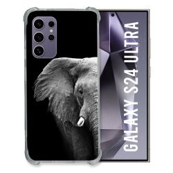Coque Renforcée En Verre Trempé Pour Samsung Galaxy S24 Ultra Animal Elephant Noir