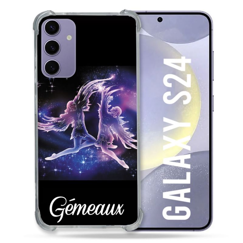 Coque Renforcée En Verre Trempé Pour Samsung Galaxy S24 Signe Zodiaque 2 Gémeaux