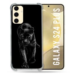 Coque Renforcée En Verre Trempé Pour Samsung Galaxy S24 Plus Animal Panthère Noire