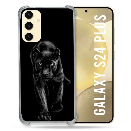 Coque Renforcée En Verre Trempé Pour Samsung Galaxy S24 Plus Animal Panthère Noire