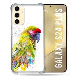 Coque Renforcée En Verre Trempé Pour Samsung Galaxy S24 Plus Animal Perroquet Jaune