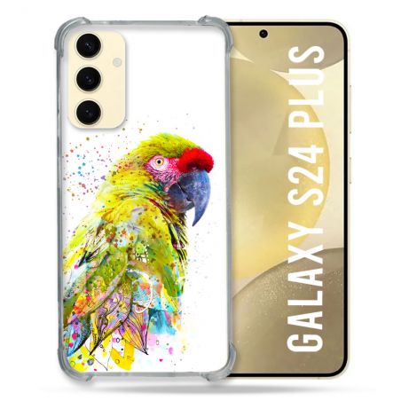 Coque Renforcée En Verre Trempé Pour Samsung Galaxy S24 Plus Animal Perroquet Jaune