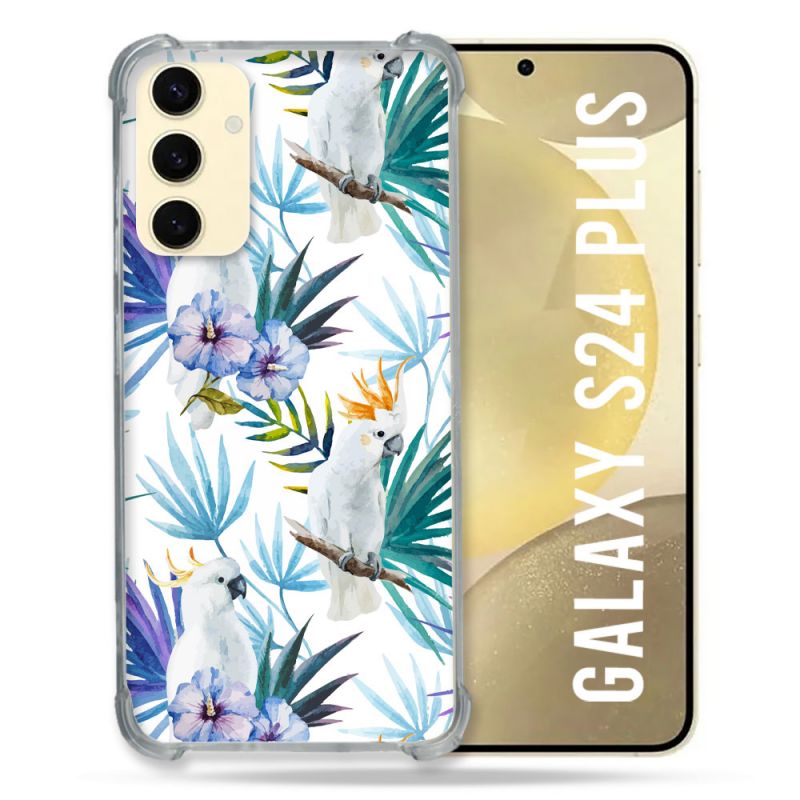 Coque Renforcée En Verre Trempé Pour Samsung Galaxy S24 Plus Animal Perroquet Peinture